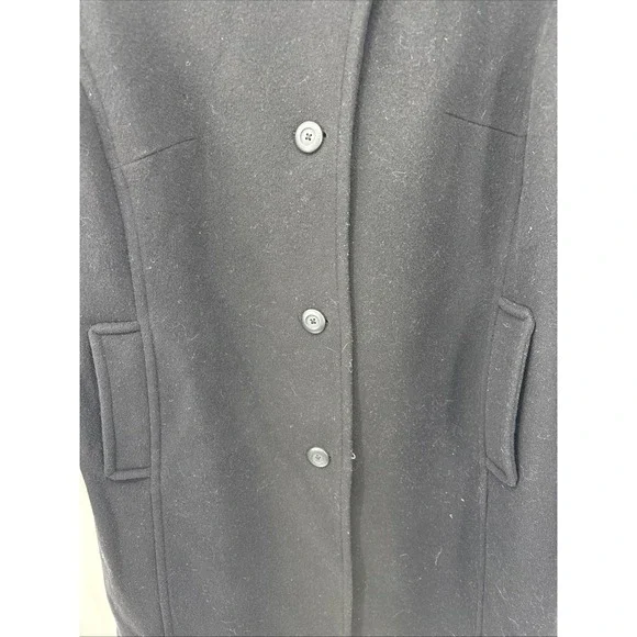 LL Bean Pea Coat Womens Plus 1X Bellandi Italian Soft Wool Insulated Black - Picture 3 of 12